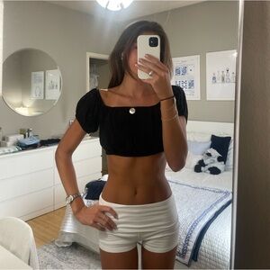 Black Puff Sleeve Mini Top